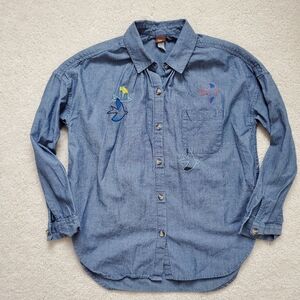 Tea Collection Kids Birds Chambray Easy Shirt sz8